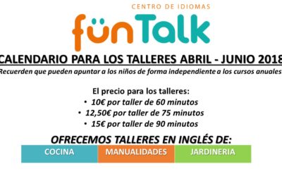 APRIL-JUNE 2018 WORKSHOP CALENDAR